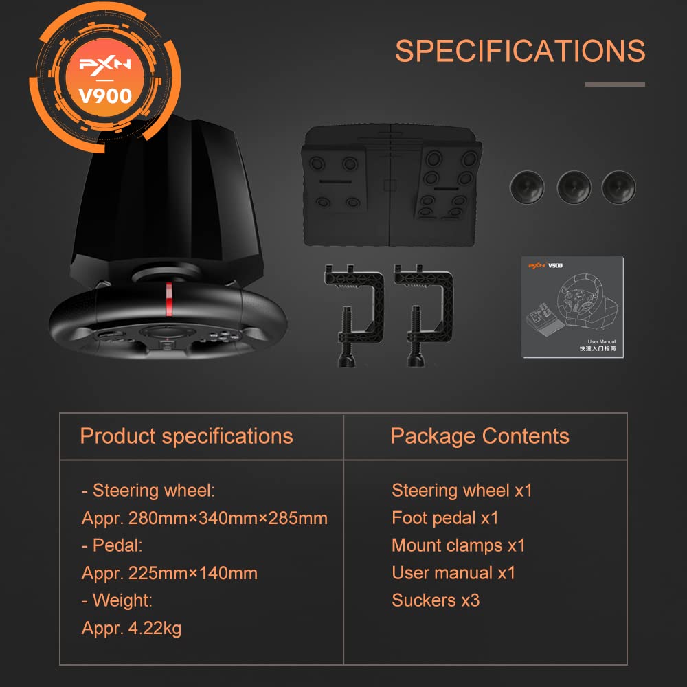 PXN V900 Racing Wheel for PC, Xbox One, Xbox Series X/S, PS4