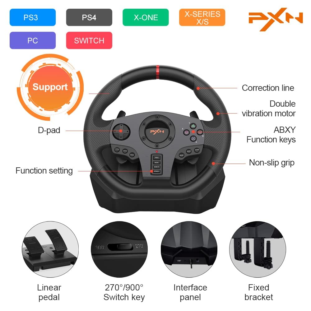 PXN V900 Racing Wheel for PC, Xbox One, Xbox Series X/S, PS4