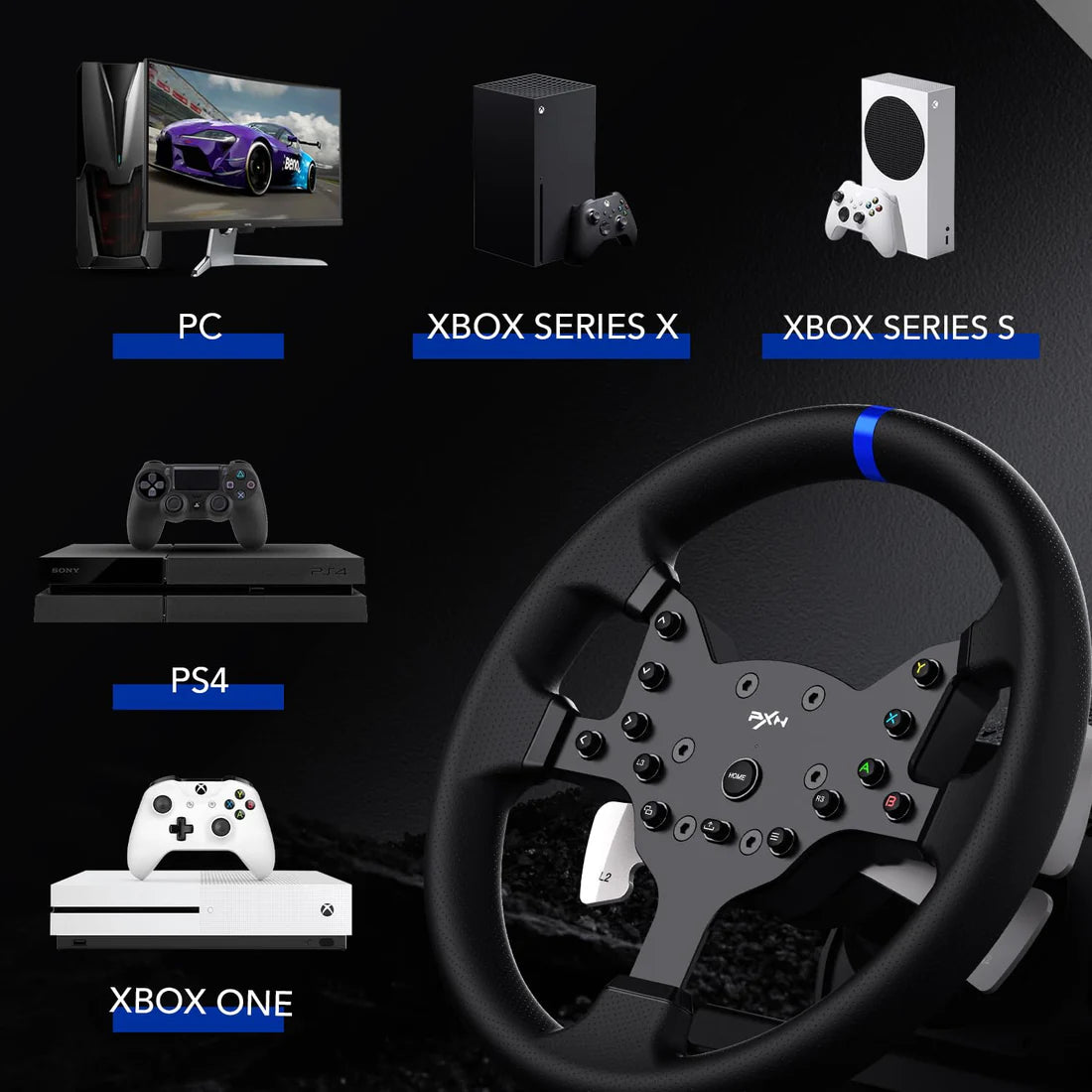 PXN V99 Racing Wheel for PC, Xbox One, Xbox Series X/S, PS4